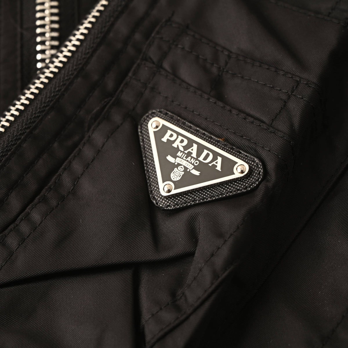 Prada Recycled Nylon Jacket with Triangle Logo Sleeve Pocket
