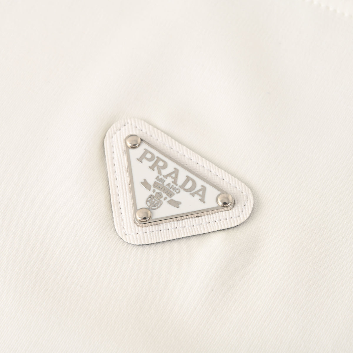 Prada Cotton-Blend Long Sleeve T-Shirt with Metal Triangle Logo