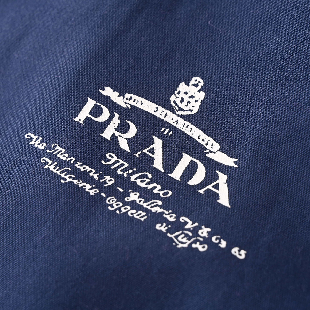 Prada Fitted Oxford Fabric Jacket with Distressed Logo Print