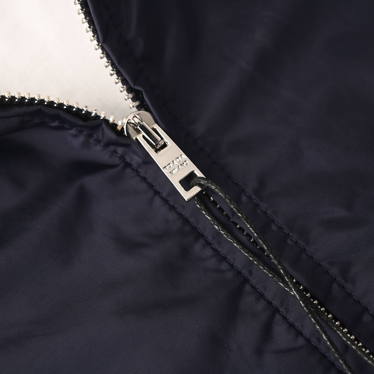 Prada Triangle Logo Nylon Collared Jacket with Drawstring Hem