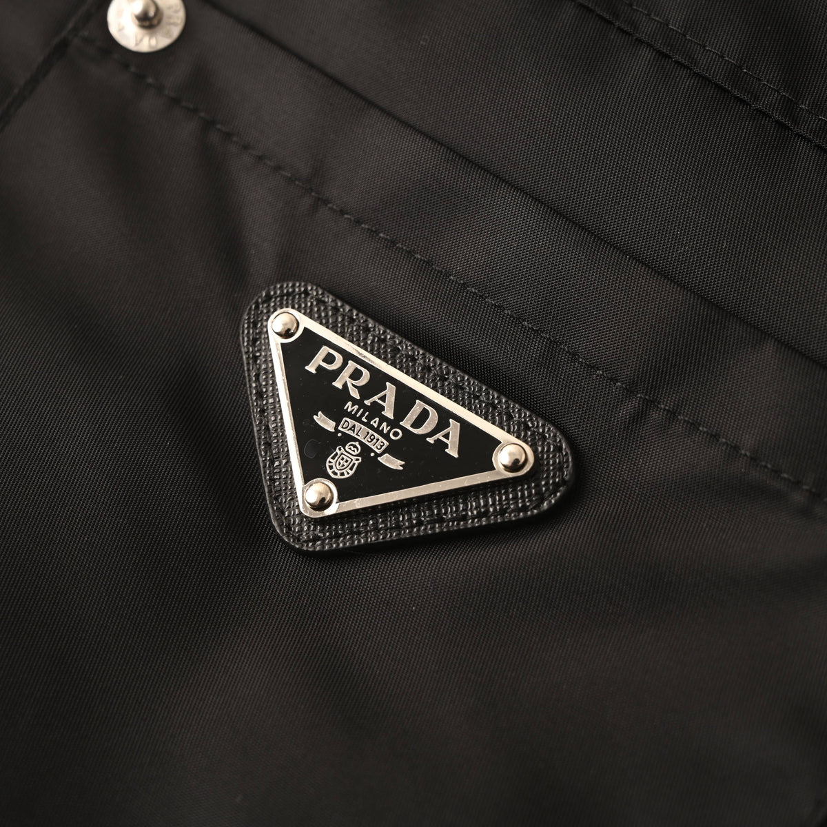 Prada Recycled Nylon Padded Jacket with Triangle Logo & Turn-Down Collar