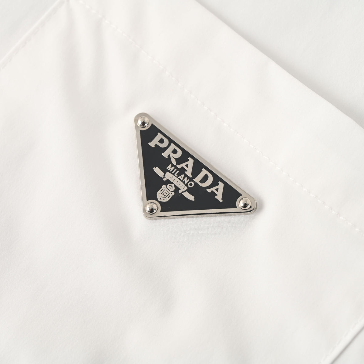 Prada Unisex Rayon Poplin Long Sleeve Shirt with Triangle Logo