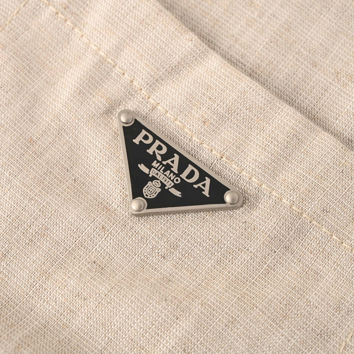Prada Cotton-Linen Chambray Jacket with Triangle Logo