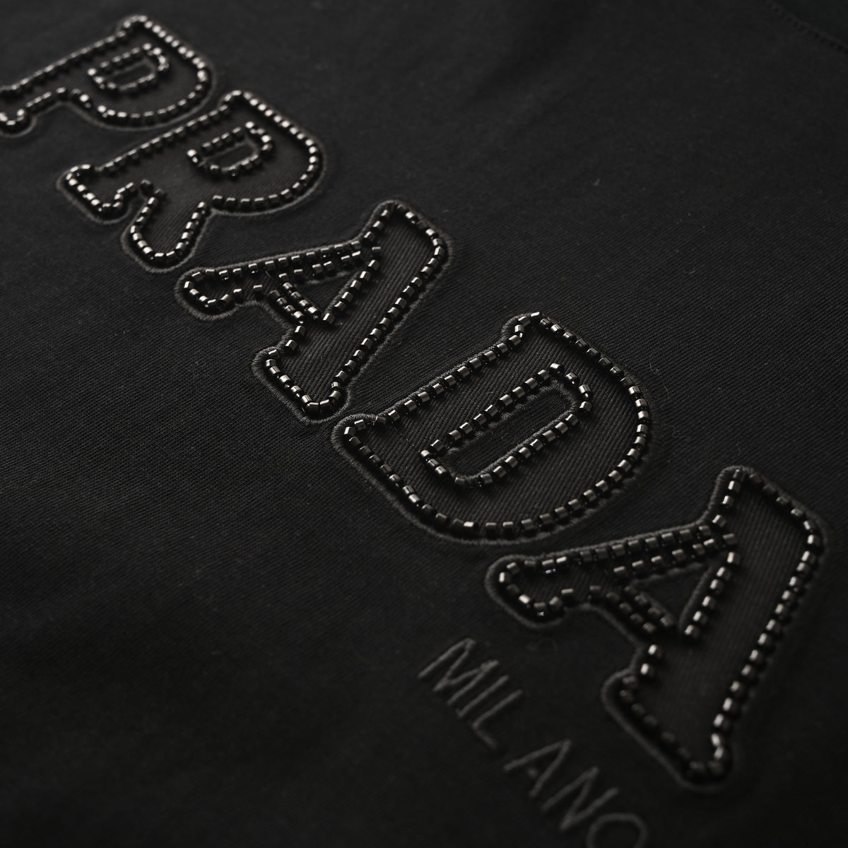 Prada Beaded Embroidered Lettering Short Sleeve T-Shirt | Unisex