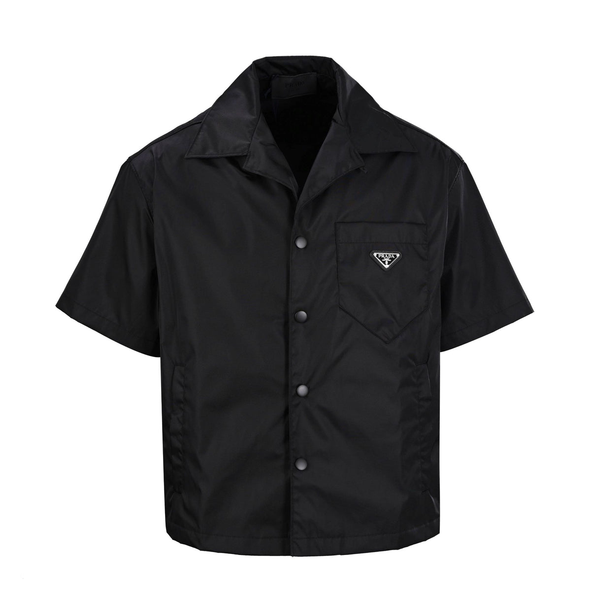 Black Nylon Camp Collar Short Sleeve Shirt – Relaxed Fit