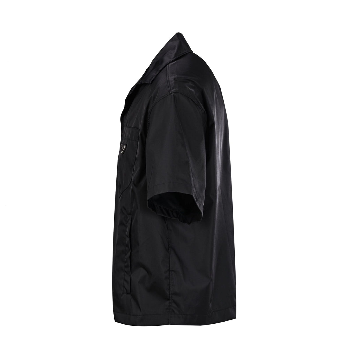 Black Nylon Camp Collar Short Sleeve Shirt – Relaxed Fit