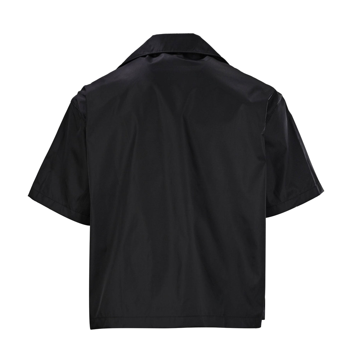 Black Nylon Camp Collar Short Sleeve Shirt – Relaxed Fit