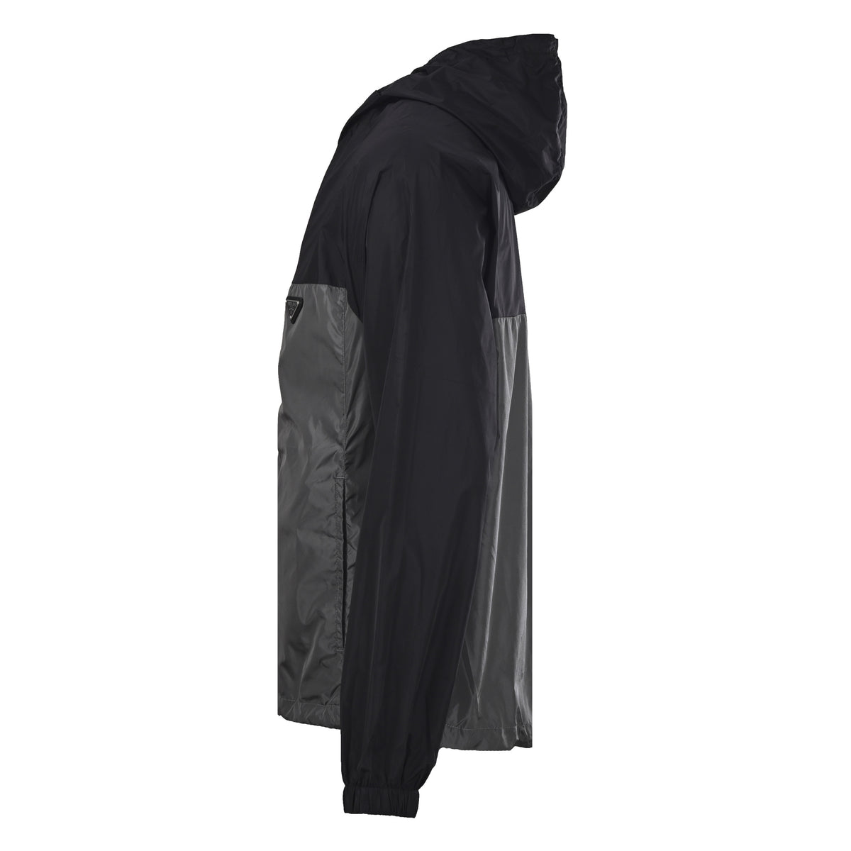 PRADA Black & Grey Colorblock Nylon Hooded Jacket – Sport-Inspired Streetwear