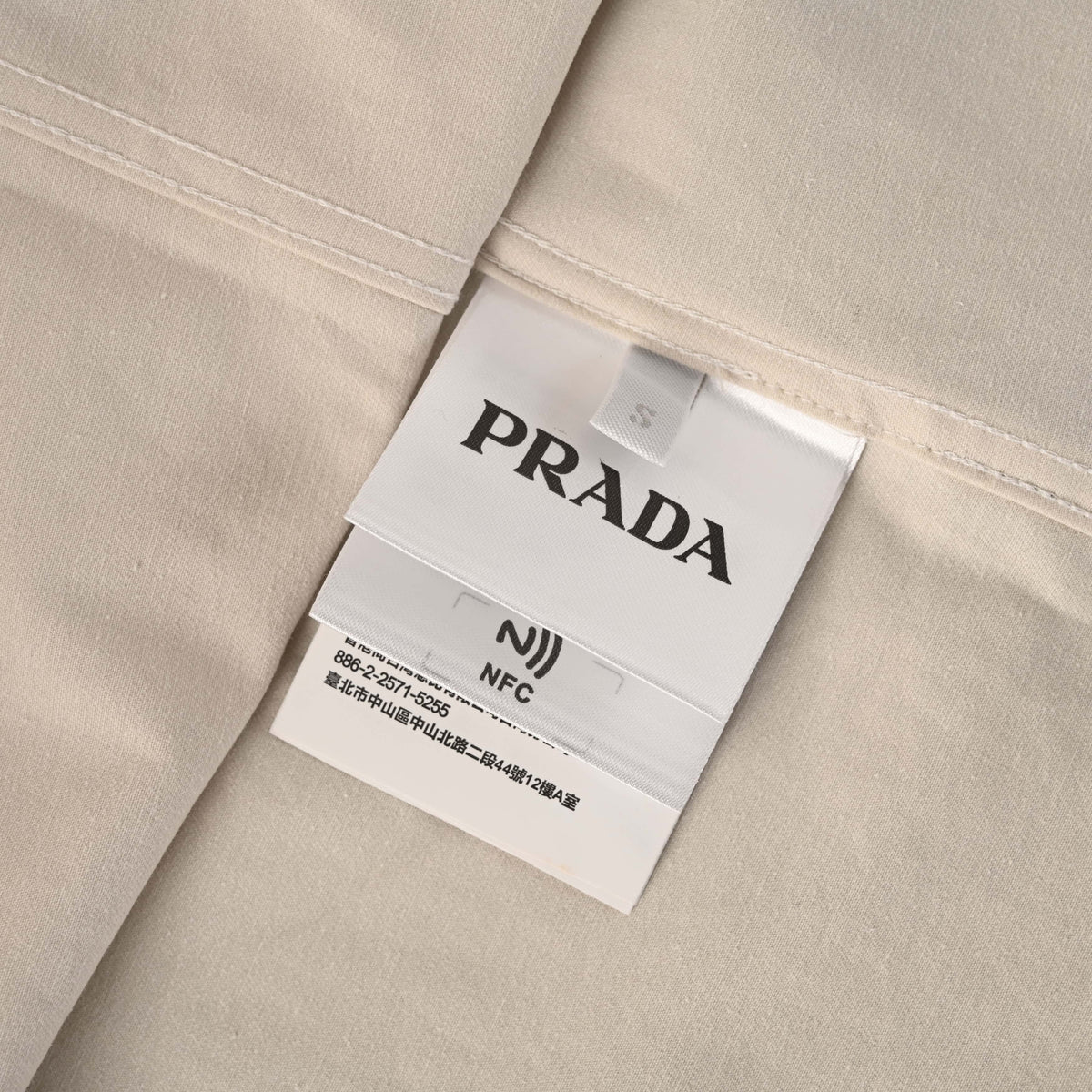 Prada Embroidered Badge Cotton Twill Long Sleeve Shirt