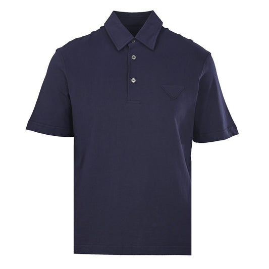 Prada Relaxed-Fit Cotton Polo Shirt with Tricolor Label | Short Sleeve