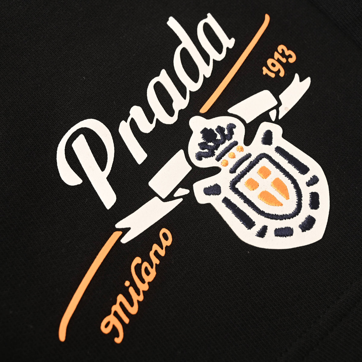 Prada Badge & Lettering Embroidered Shorts