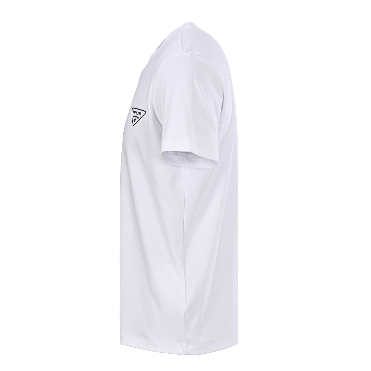PRADA Triangle Logo Cotton Crew Neck T-Shirt - White