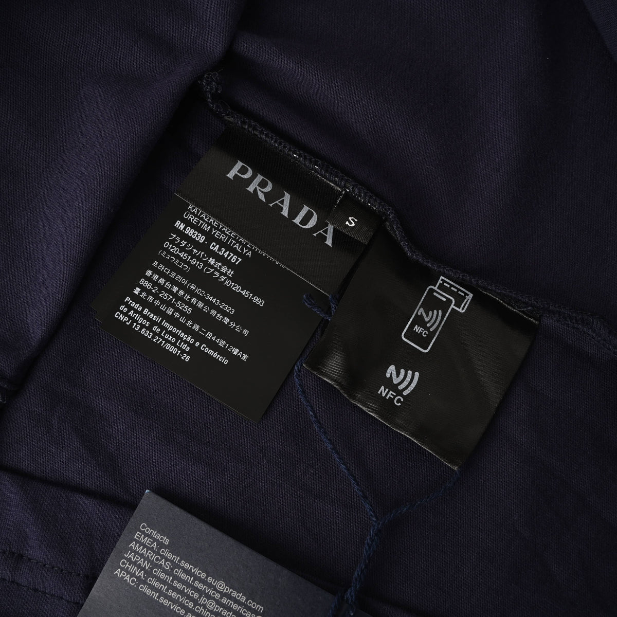 Prada Relaxed-Fit Cotton T-Shirt with Tricolor Label | Short Sleeve