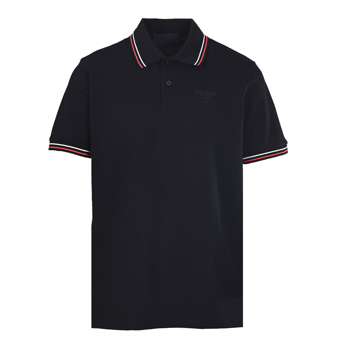 Prada Color-Stripe Collar Short-Sleeve Polo Shirt