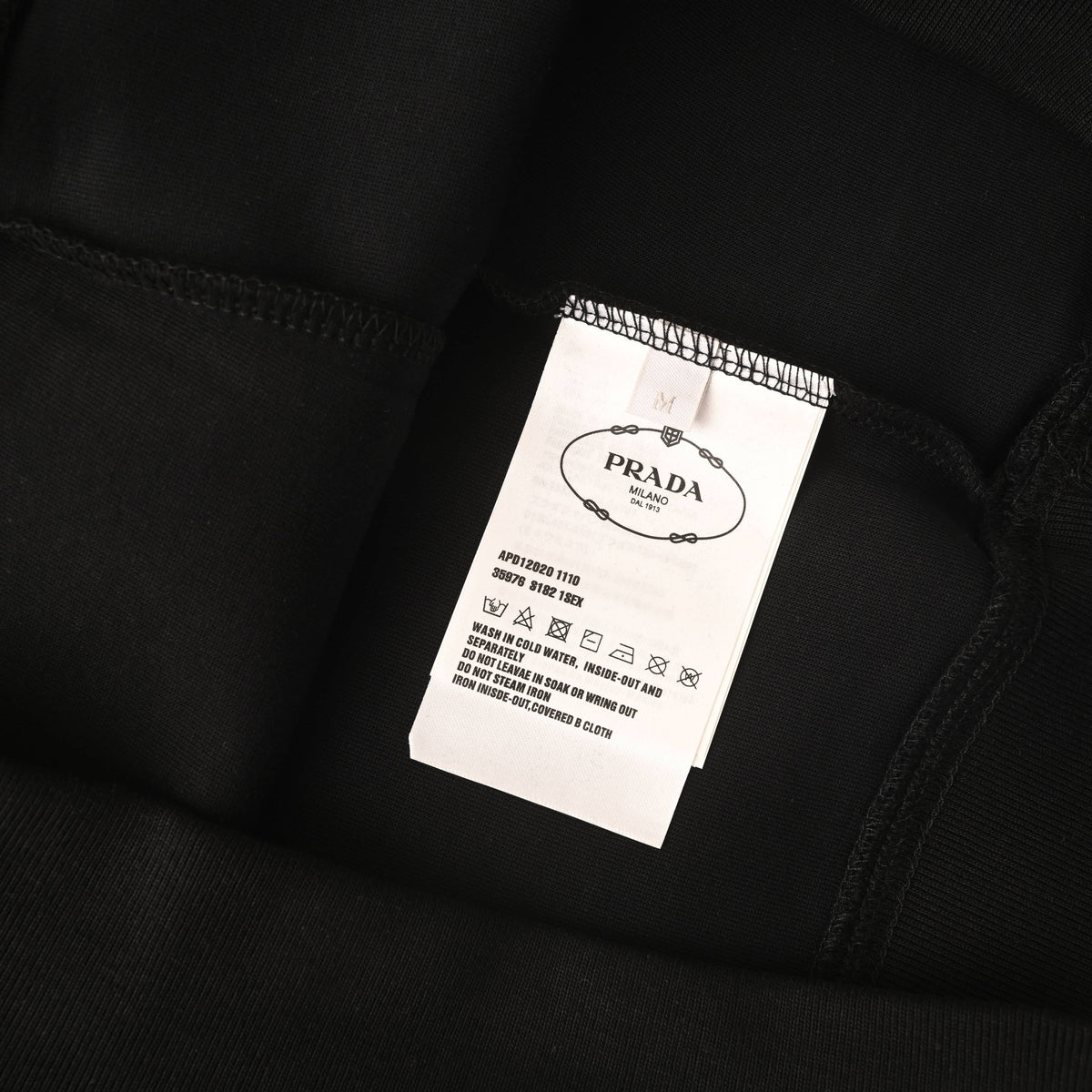 Prada Triangle Logo Cotton Crewneck Sweatshirt with Nylon Panels