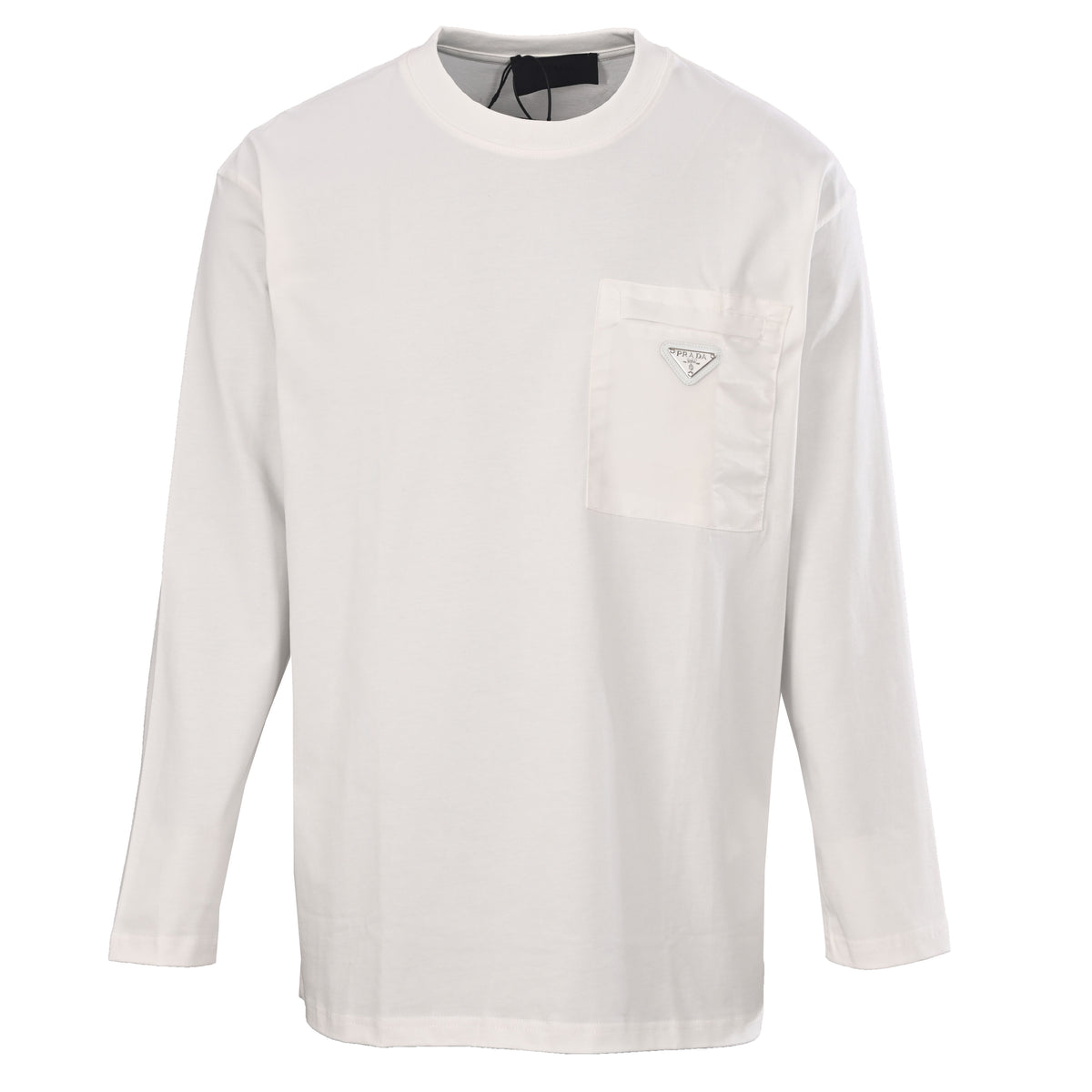 Prada Sorona-Blend Long Sleeve T-Shirt with Triangle Logo Zip Pocket