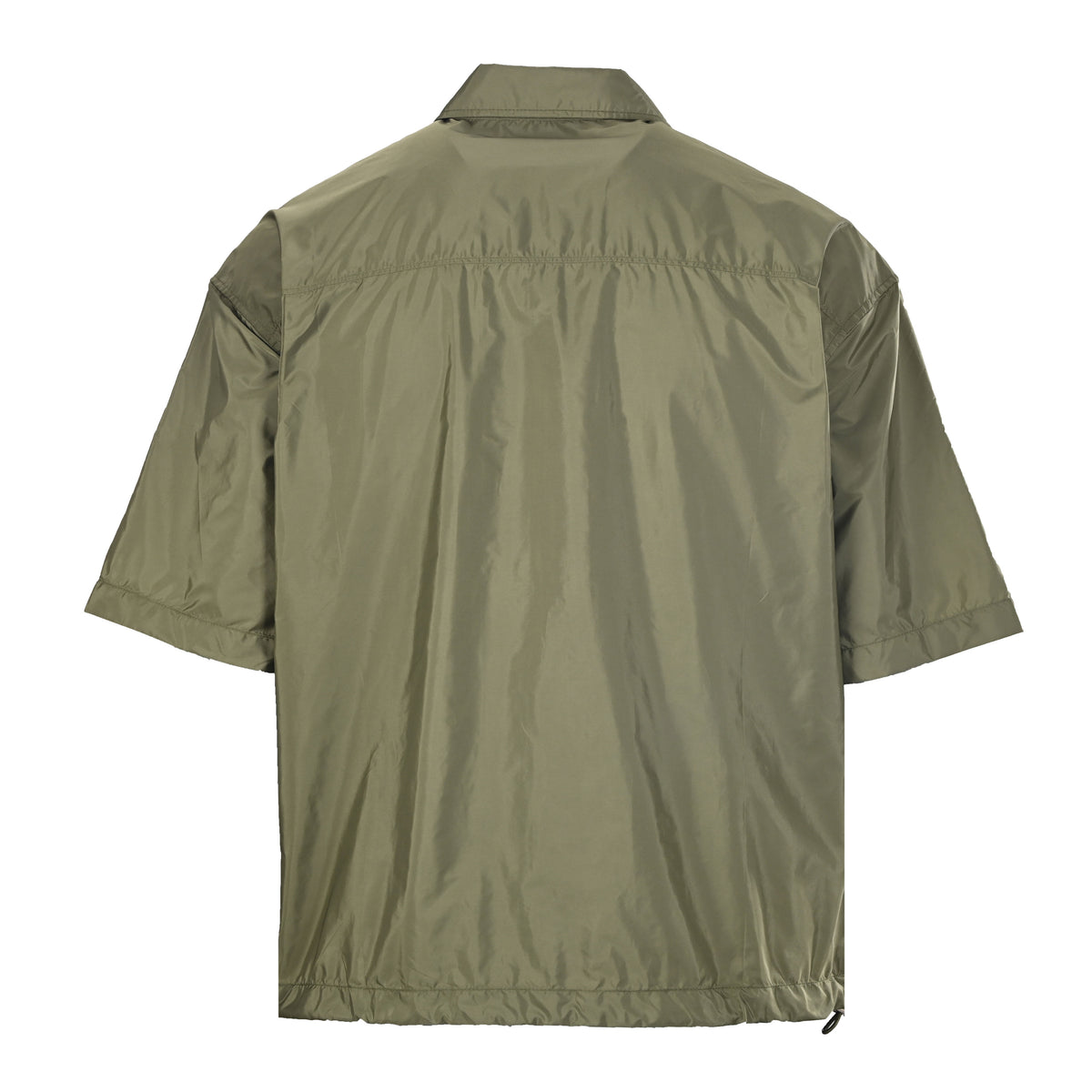 PRADA Oversized Recycled Nylon Zip-Up Short-Sleeve Shirt