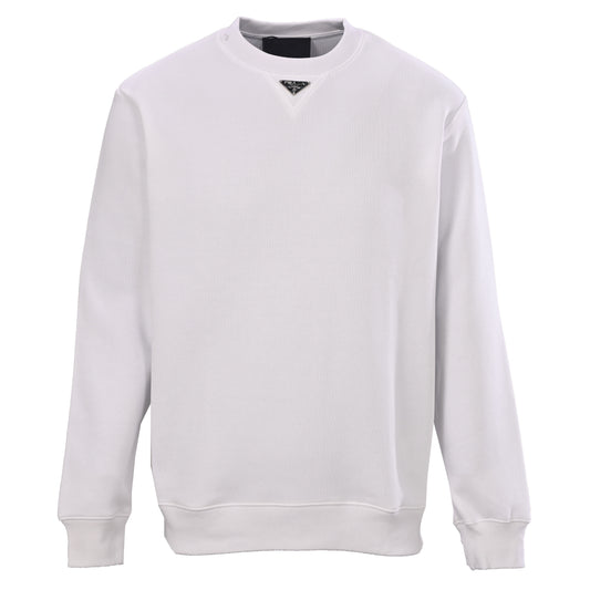Prada Cotton Crewneck Sweatshirt with Nylon Panels & Triangle Logo