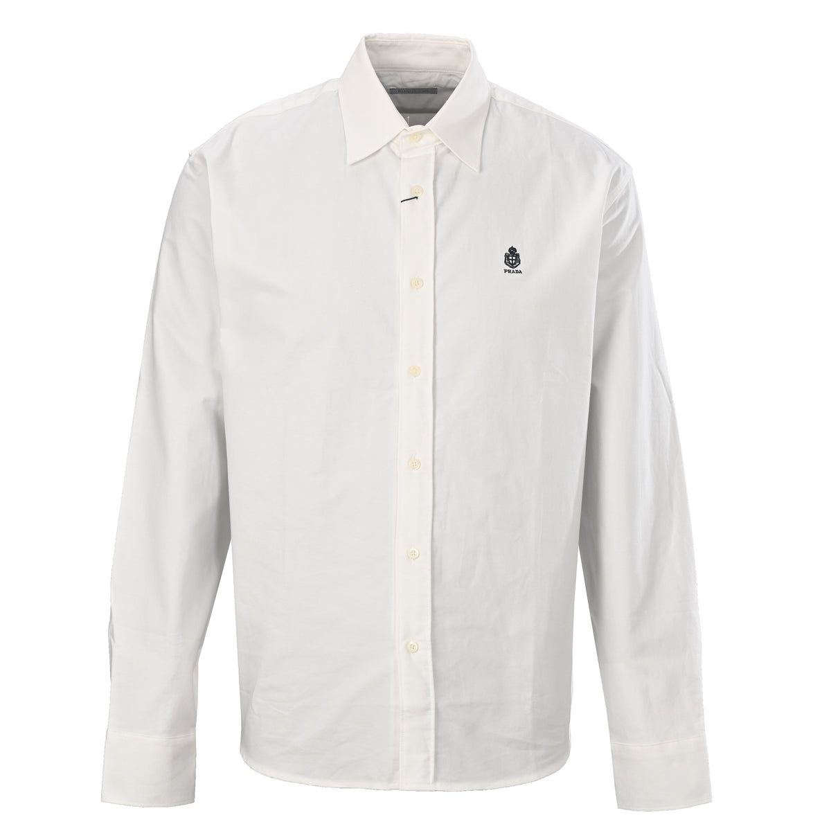 Prada Embroidered Logo Long-Sleeve Shirt