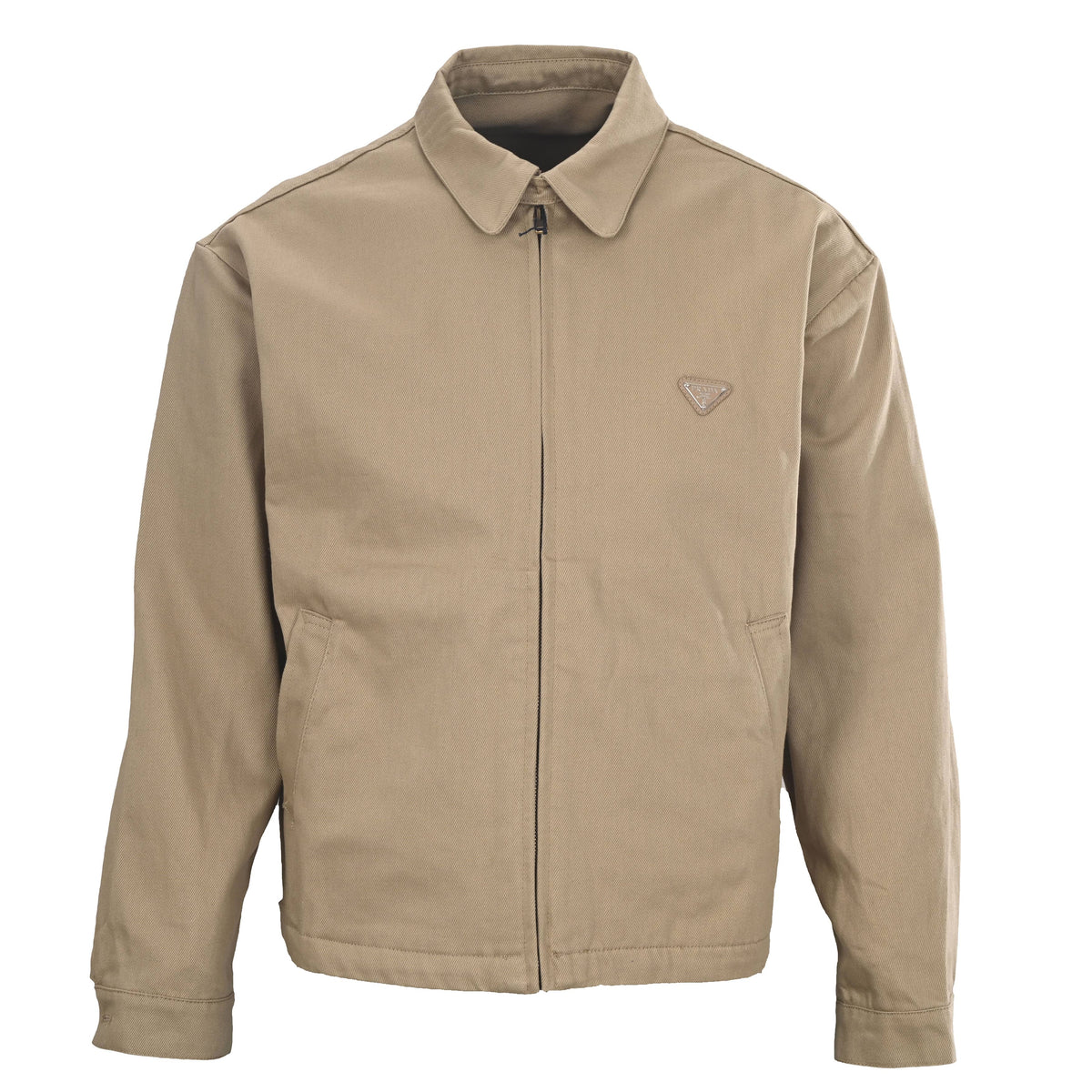 Prada Khaki Distressed Cropped Cotton Jacket