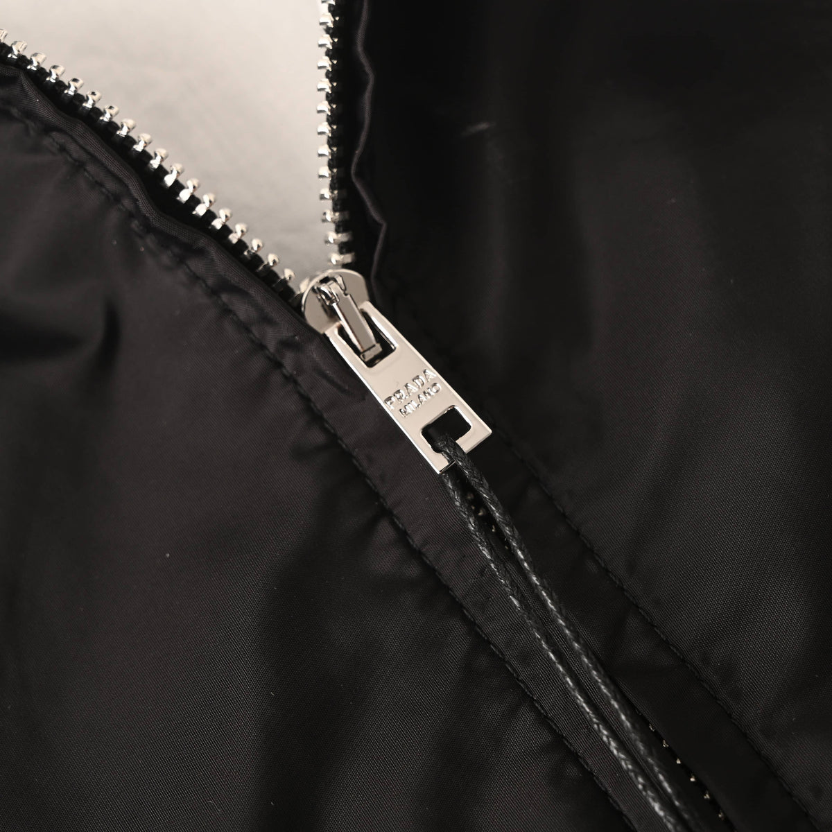 Prada Lightweight Nylon Zip-Up Jacket with Triangle Logo & Turn-Down Collar
