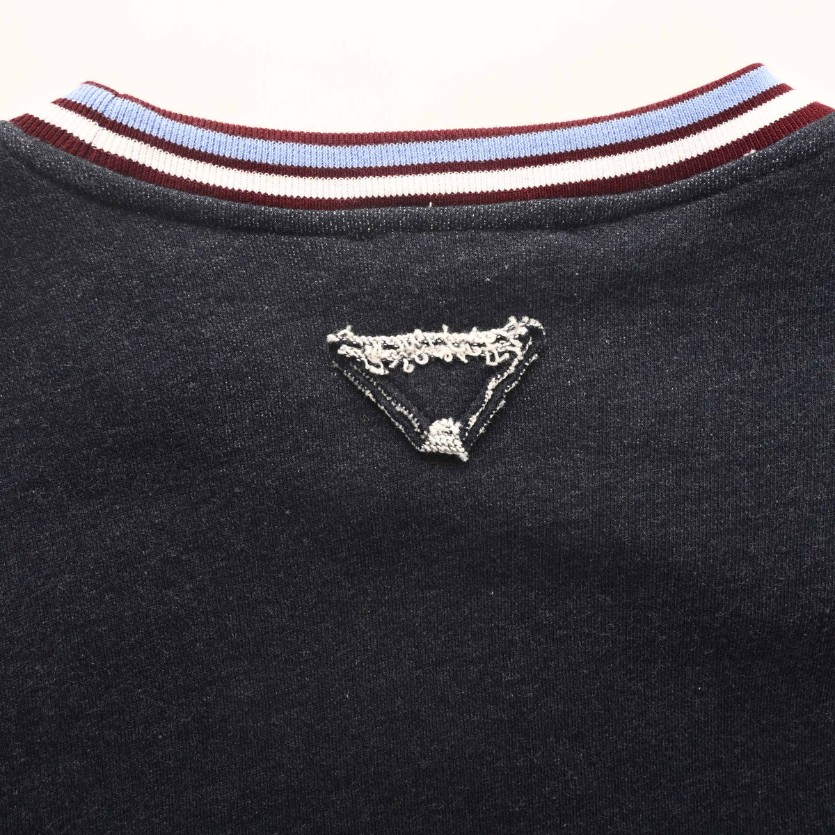 Prada Relaxed-Fit Fleece Crewneck Sweatshirt with Striped Trim