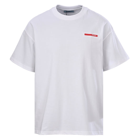 Prada Red Silicone Trim Short-Sleeve T-Shirt