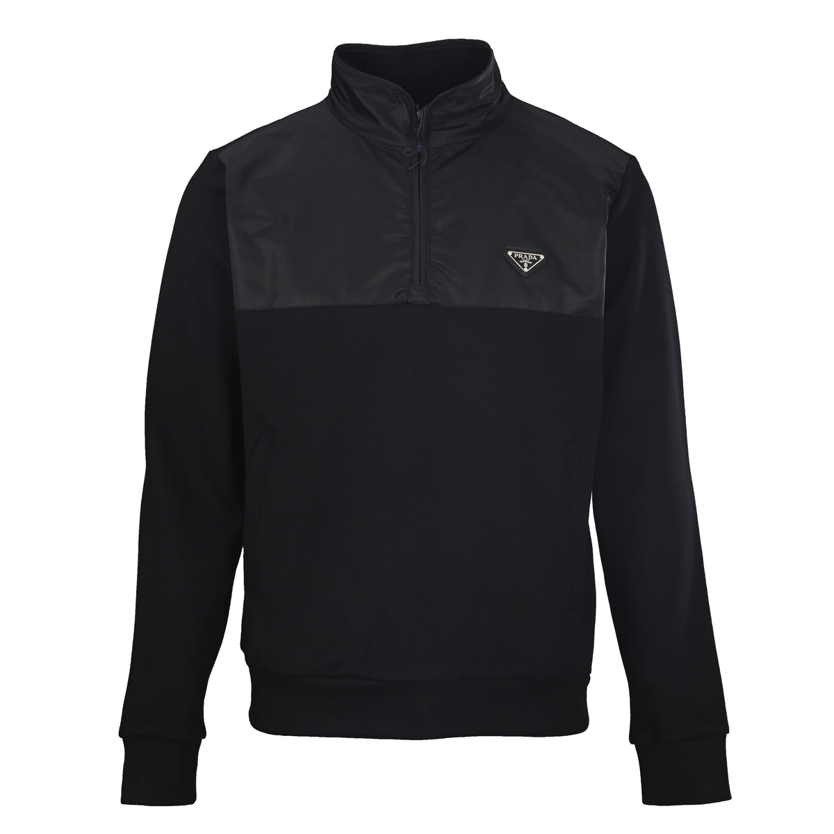 PRADA Unisex Half-Zip Nylon Panel Hoodie