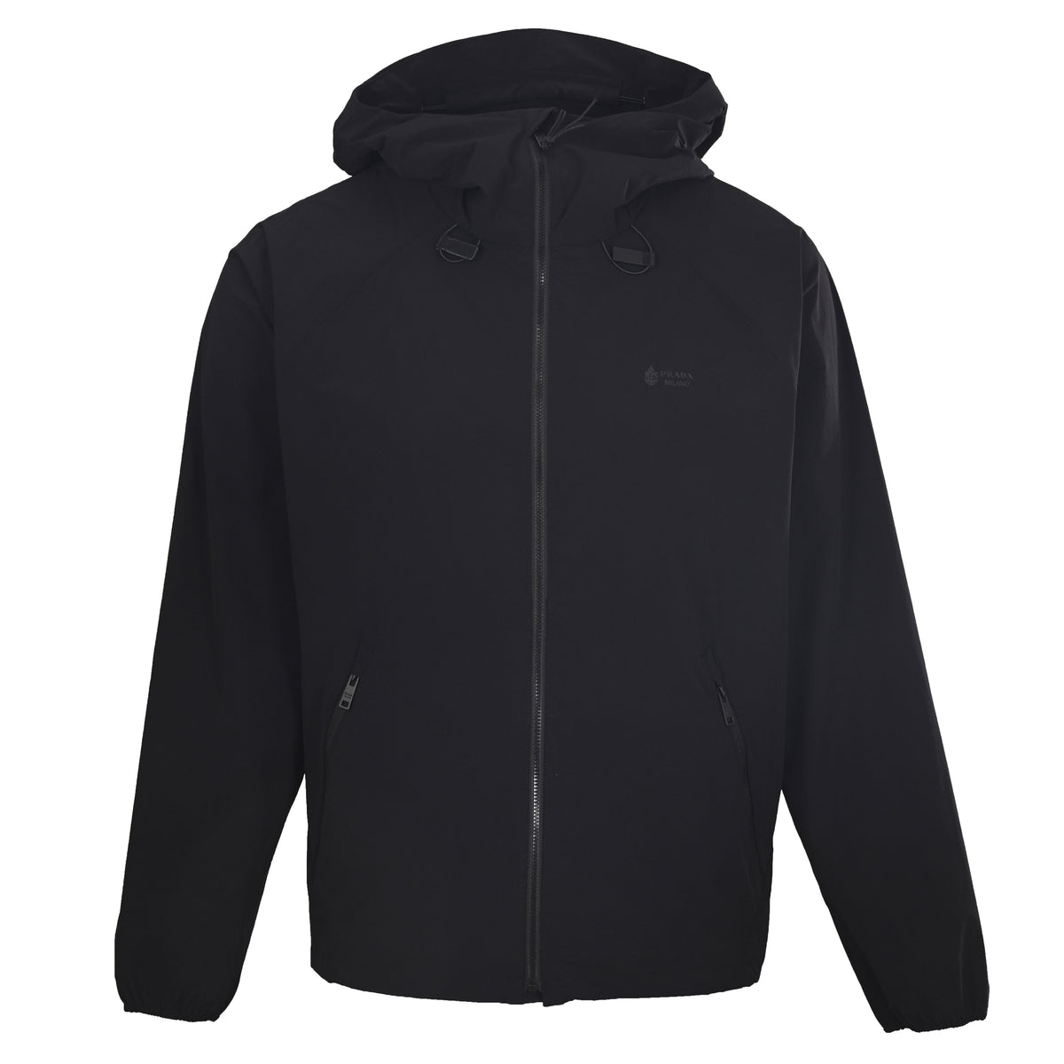 Prada Lightweight Nylon Hooded Jacket with Tonal Logo Print