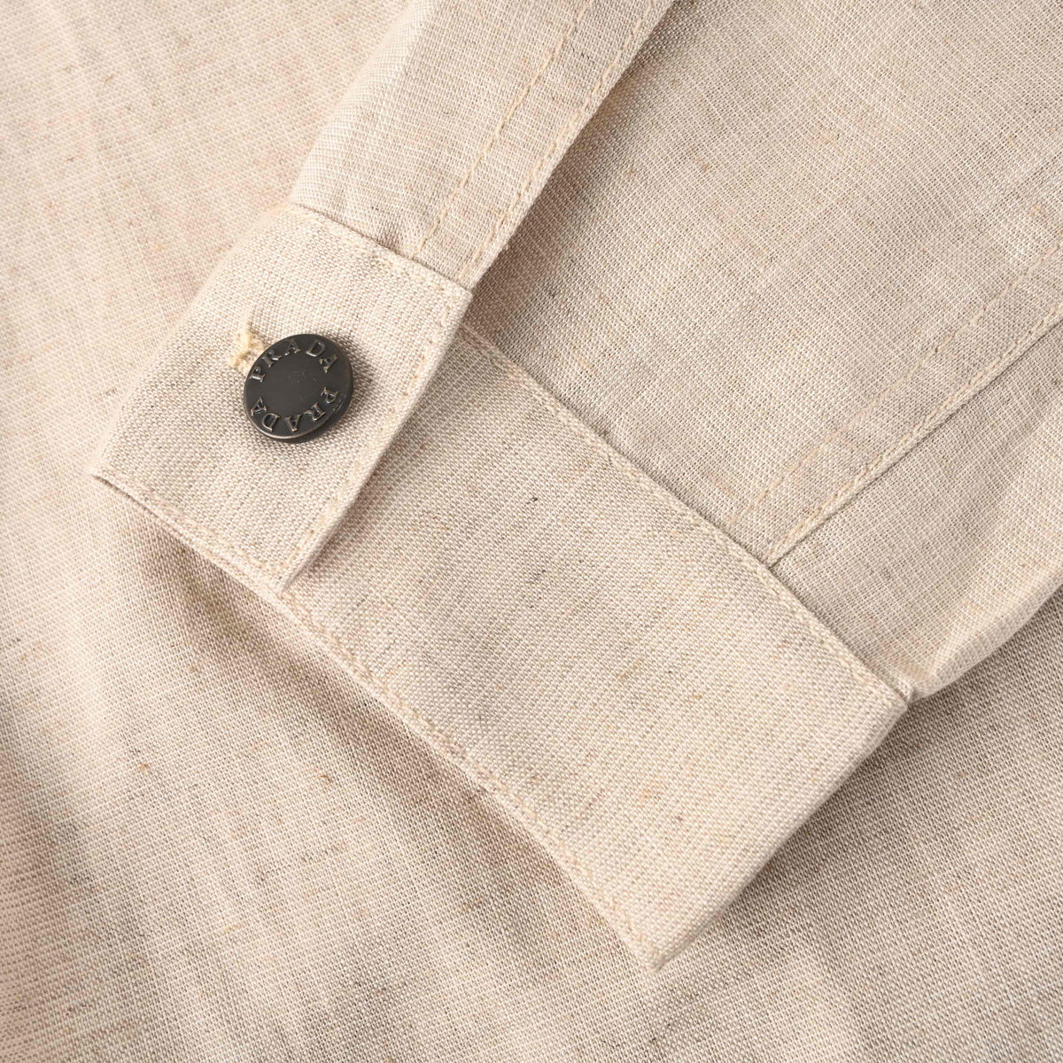 Prada Cotton-Linen Chambray Jacket with Triangle Logo
