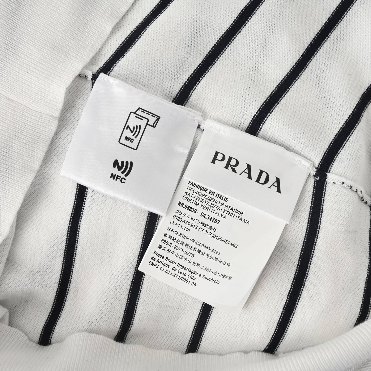 PRADA Striped Knit Short-Sleeve Polo Shirt with Embroidered Logo