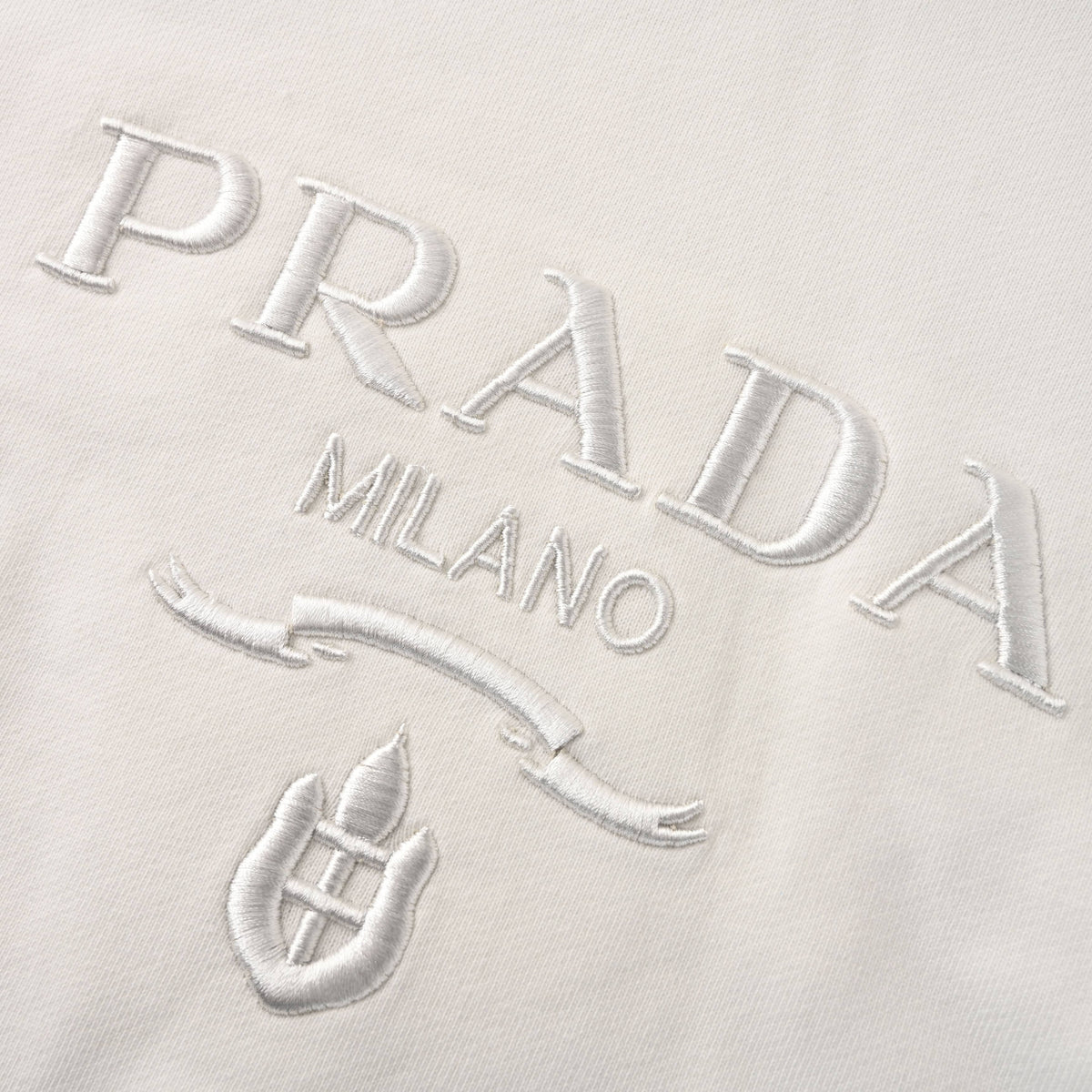 Prada Unisex Heavyweight Terry Hoodie with Raised Embroidery
