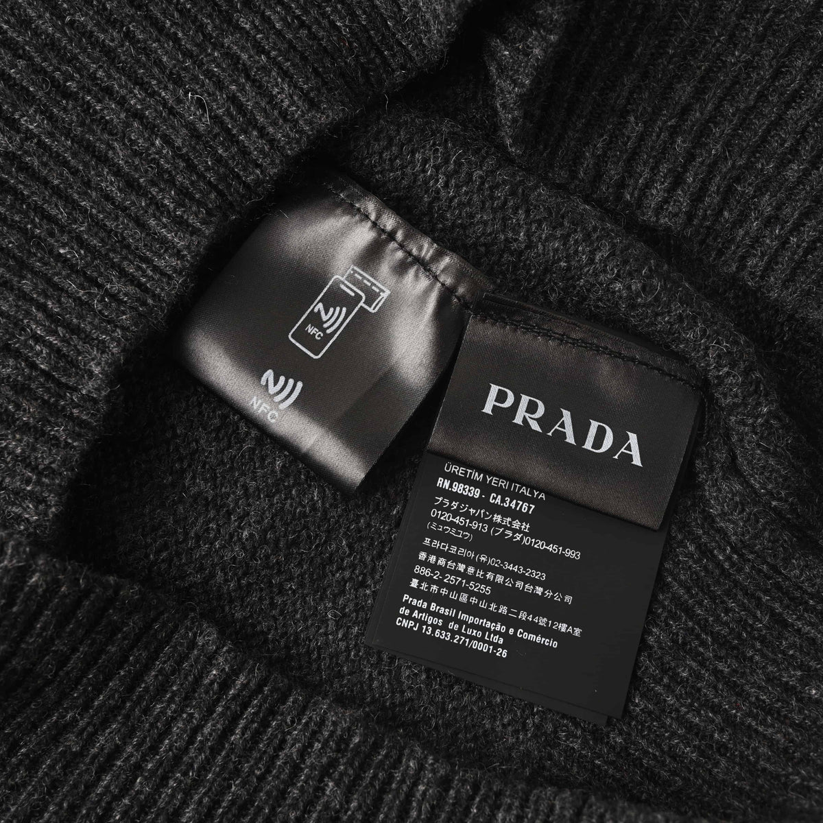 Prada Back-Neck Triangle Logo Knit Short-Sleeve T-Shirt