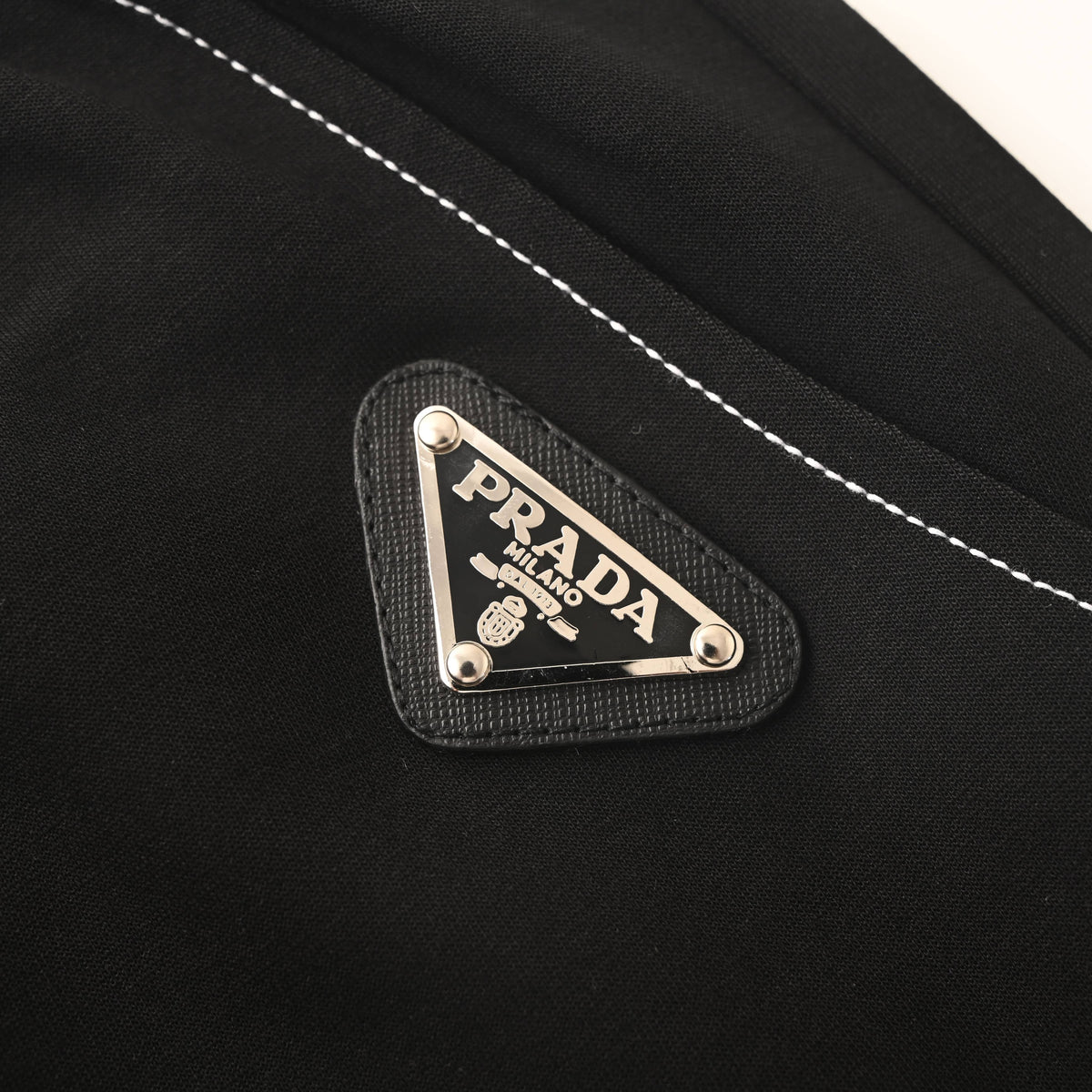 PRADA Black Contrast-Stitch Tapered Joggers with Triangle Logo
