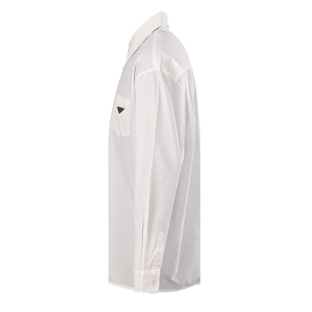 Prada Unisex Rayon Poplin Long Sleeve Shirt with Triangle Logo