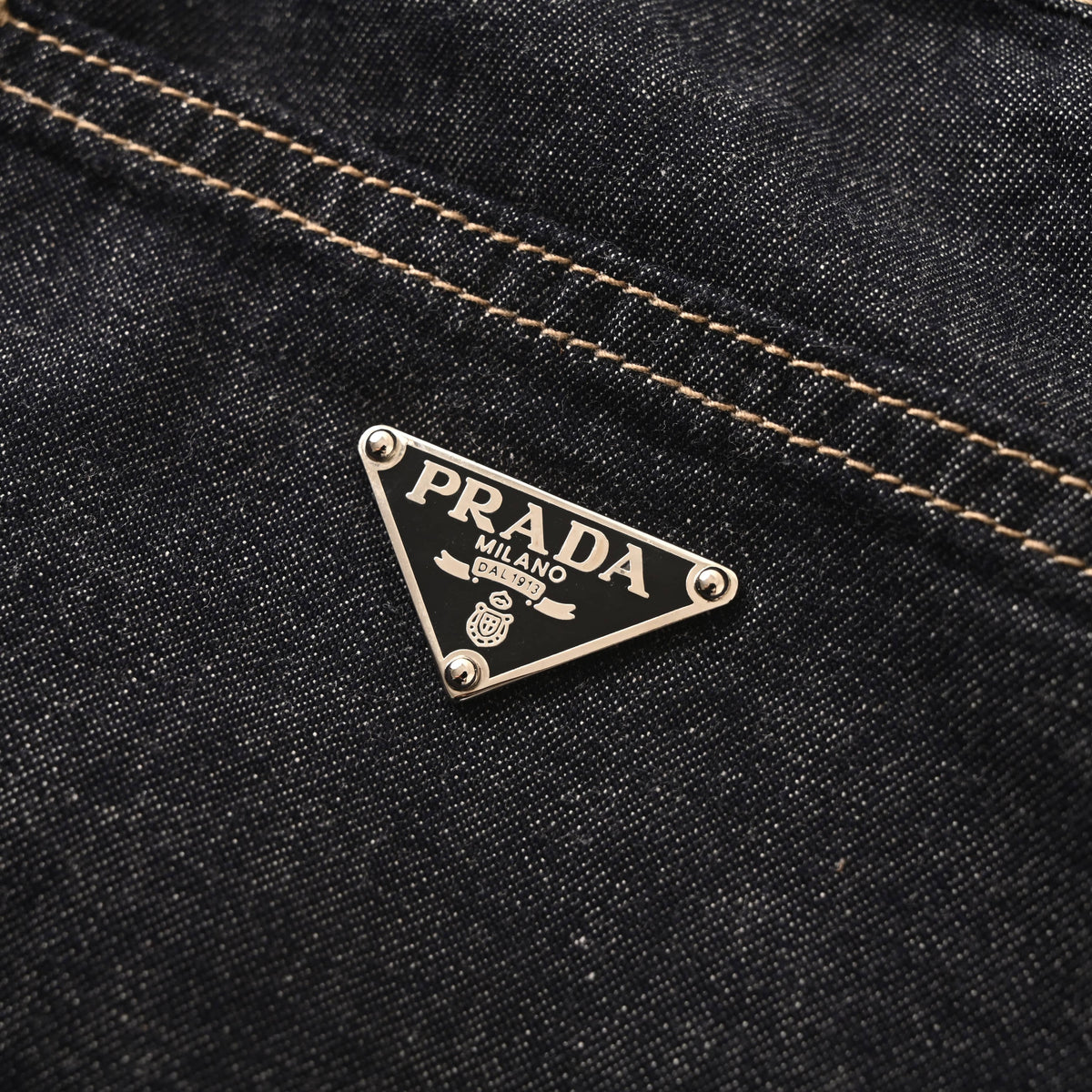Prada Denim Jeans with Contrast Stitching & Back Pocket Logo