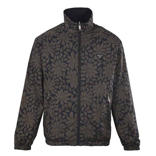 PRADA Reversible Floral-Print Nylon Stand-Collar Jacket