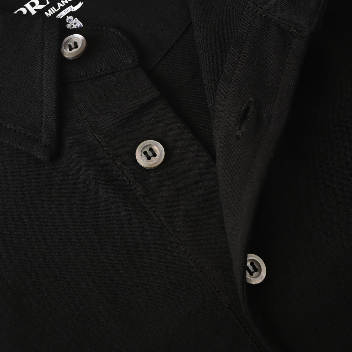 Prada Tricolor Label Cotton Short Sleeve Polo Shirt | Relaxed Fit