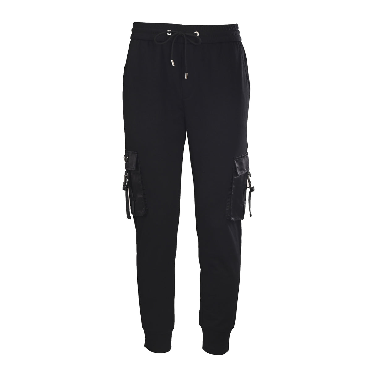 PRADA Black Tapered Cargo Joggers with Buckle Pockets