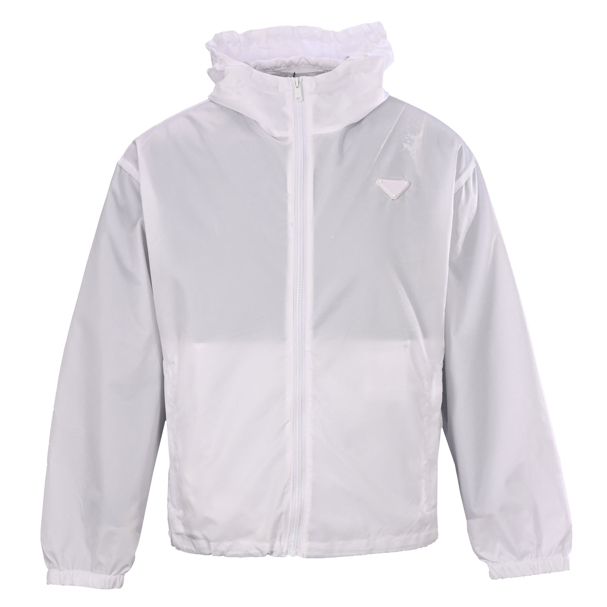 Prada Relaxed-Fit Recycled Nylon Hooded Jacket with White Triangle Logo