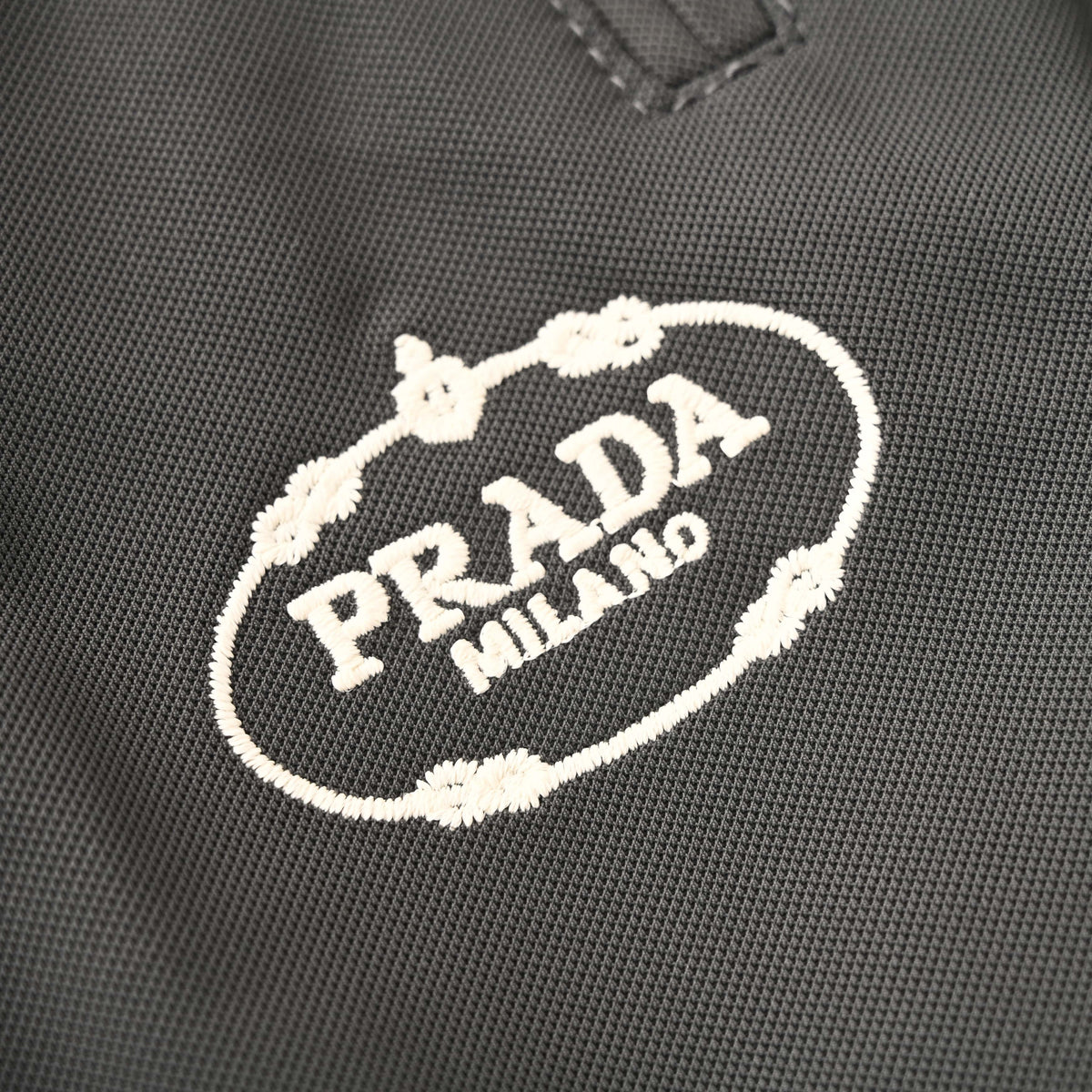 PRADA Charcoal Nylon Drawstring Joggers with Embroidered Logo