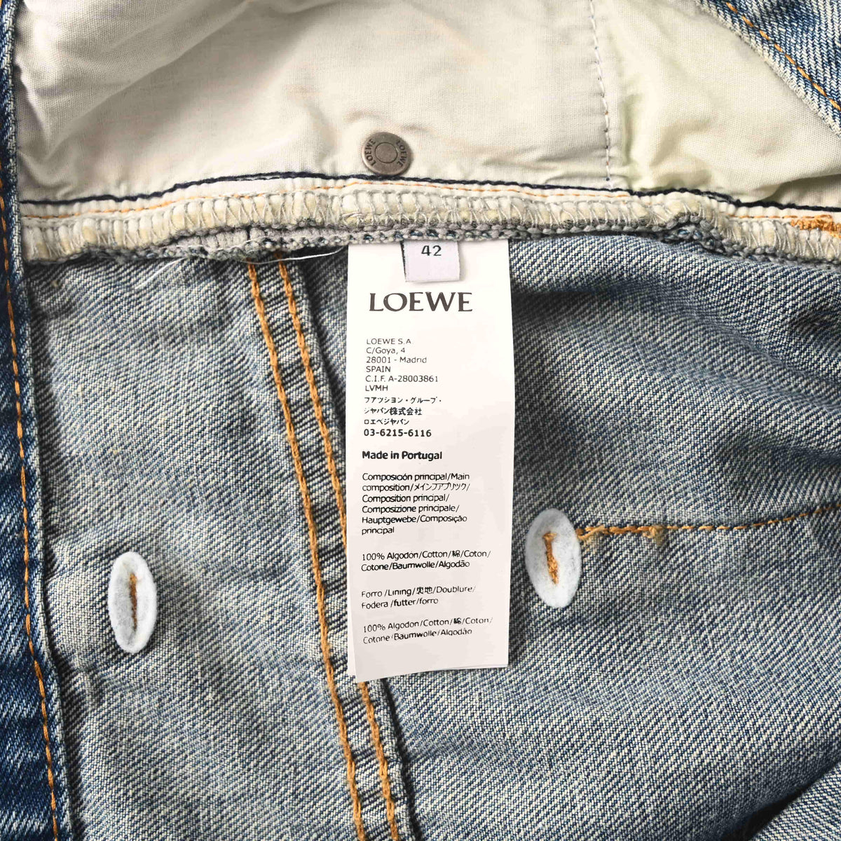 109_LOEWE罗意威 Anagram后袋刺绣牛仔长裤