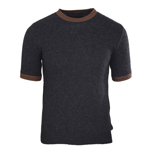 Prada Back-Neck Triangle Logo Knit Short-Sleeve T-Shirt