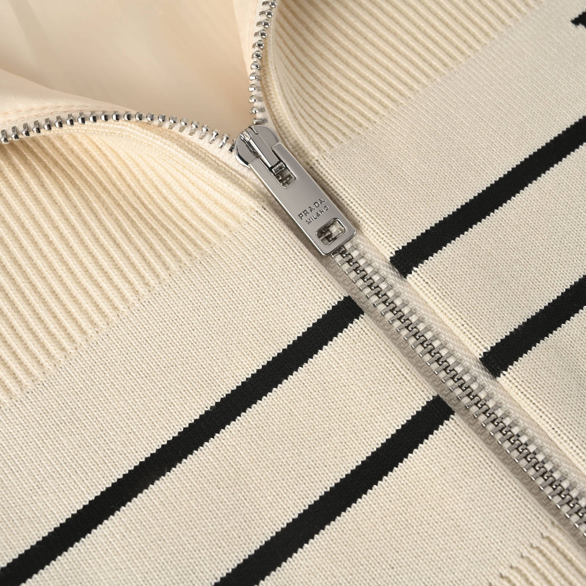 Prada Unisex Striped Knit Zip-Up Cardigan with Stand Collar