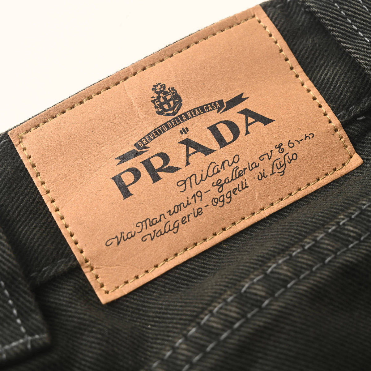 Prada Relaxed-Fit Green Jeans with Triangle Logo Pocket