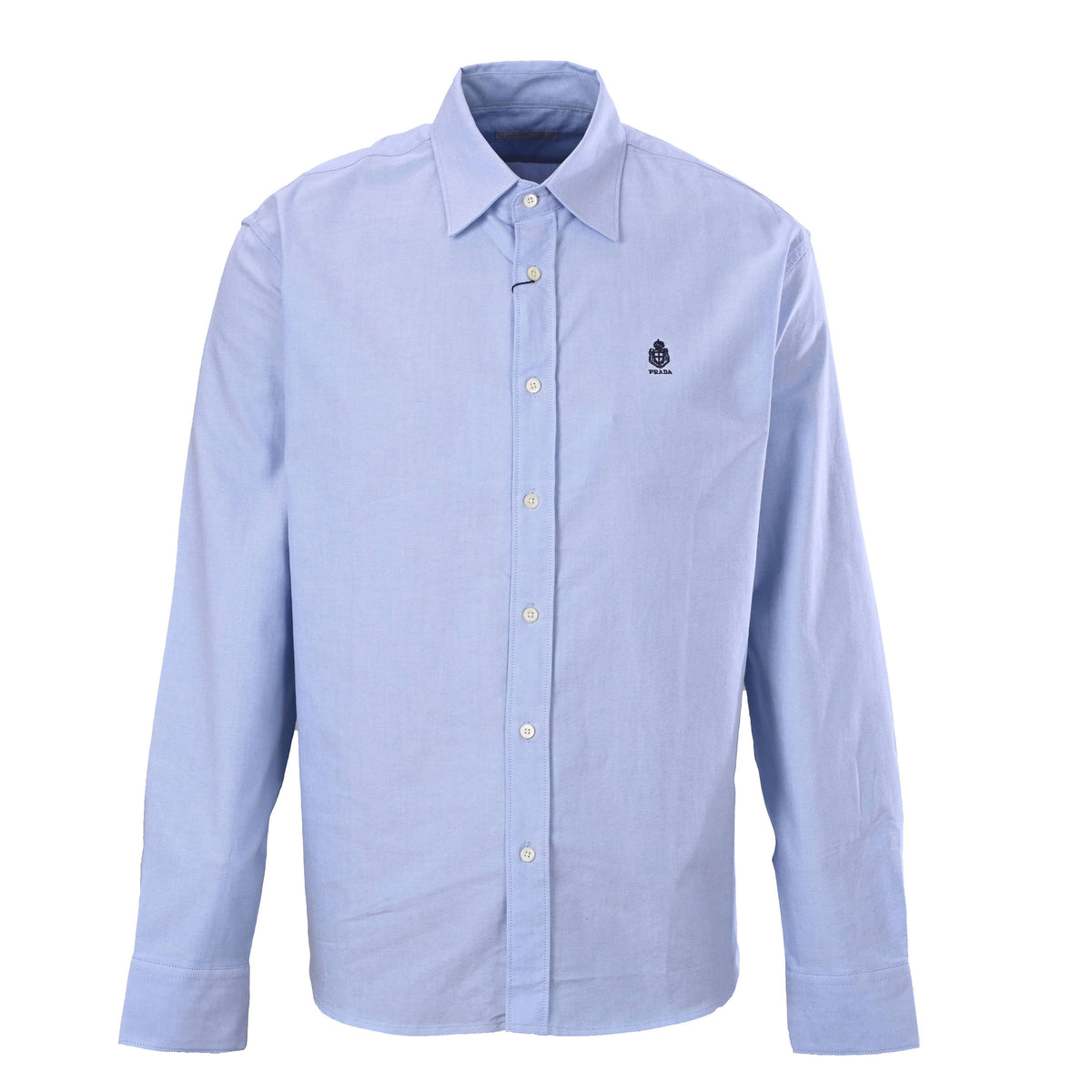 Prada Embroidered Logo Long-Sleeve Shirt