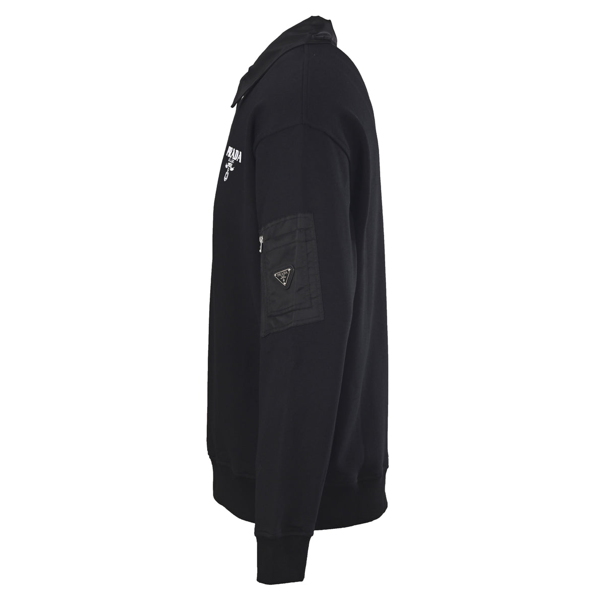 Prada Cotton Terry Half-Zip Sweatshirt with Nylon Collar
