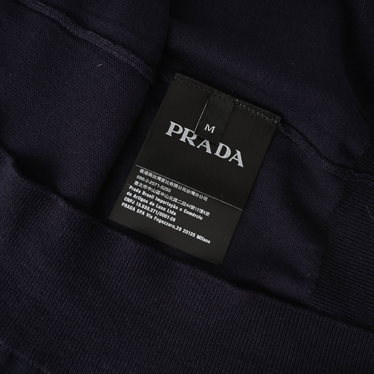 Prada Triangle Embroidery Wool Zip-Neck Short-Sleeve Polo Shirt
