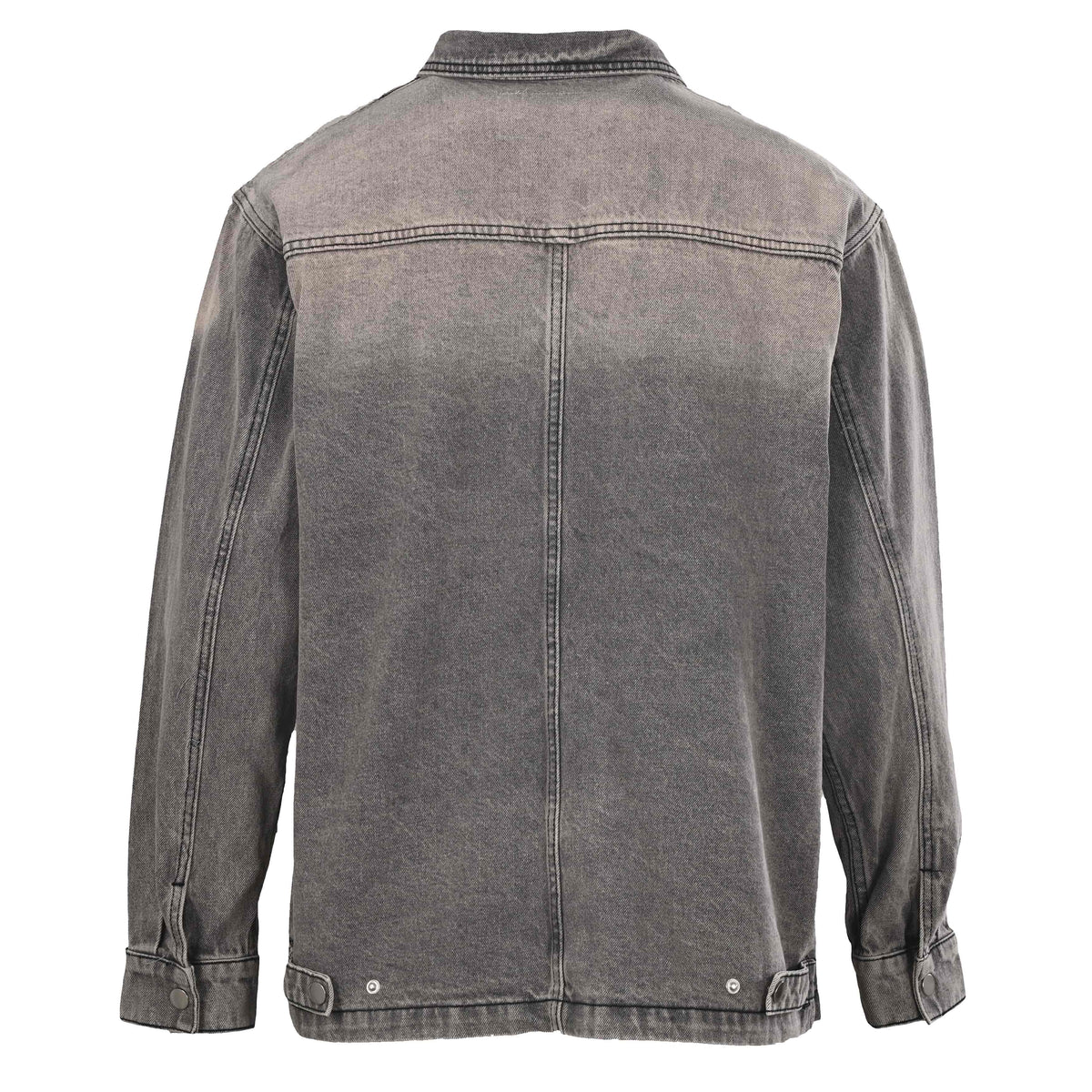 Prada Washed Gray Heavyweight Denim Jacket with Multiple Pockets