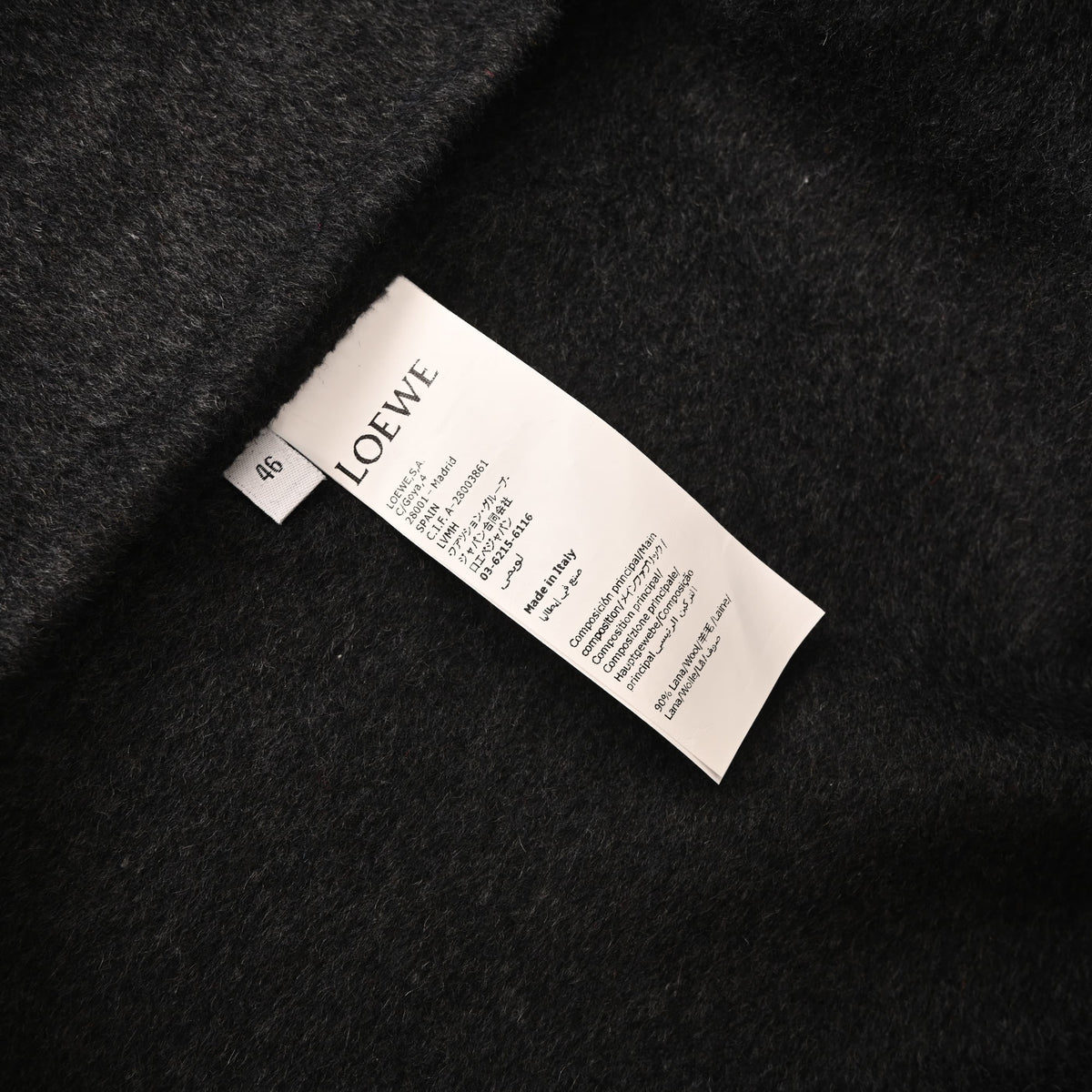 167_LOEWE罗意威 皮口袋羊毛呢外套